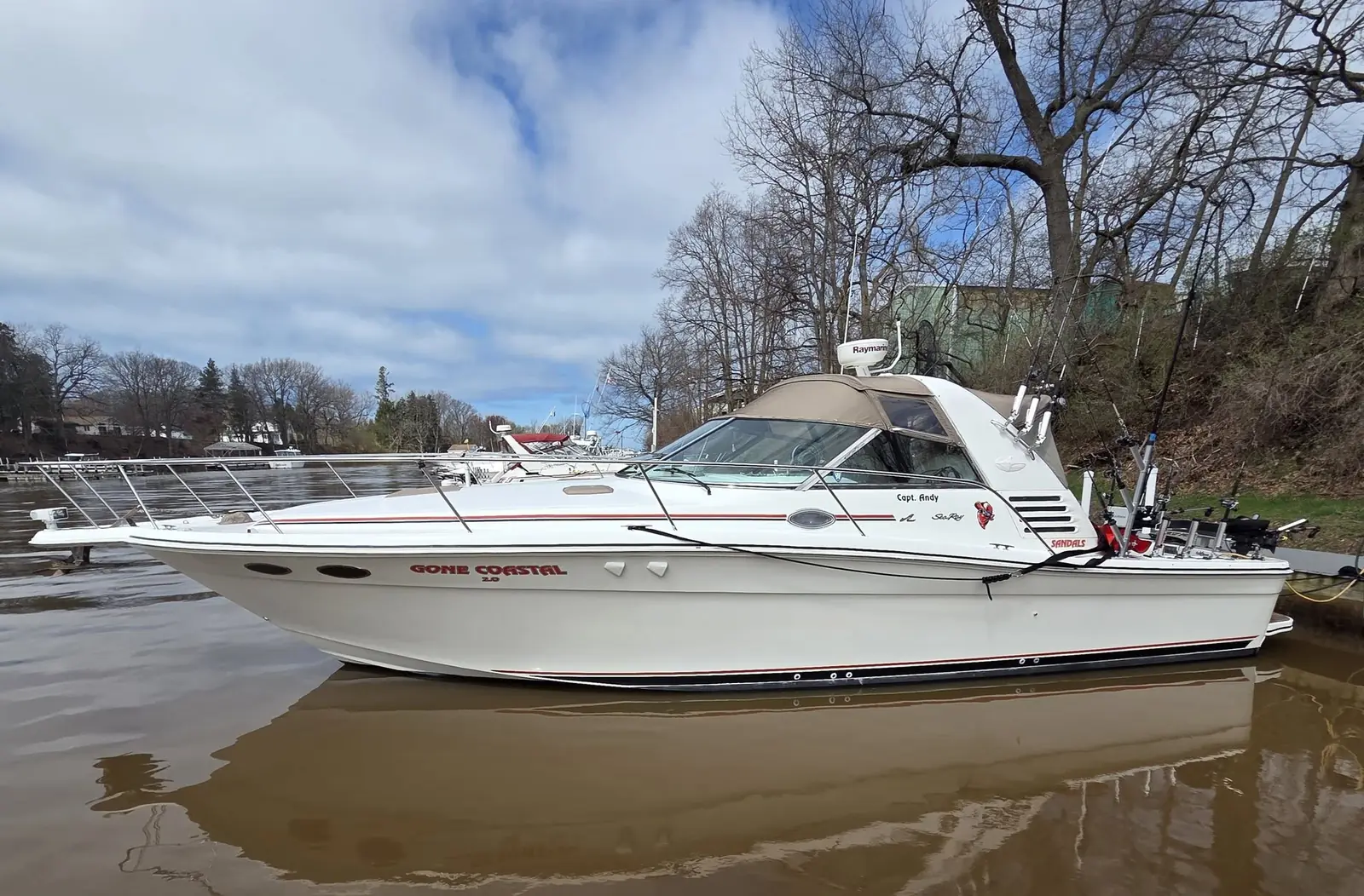 The Gone Coastal tied up on the Oak Orchard River